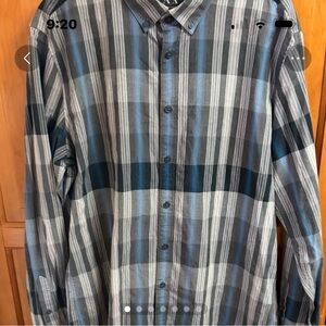 Armani Exchange Button Up Shirt Men’s Large Blue/Gray Plaid Casual
